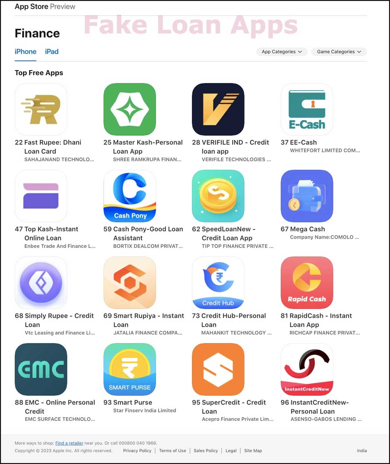 apple store fake apps